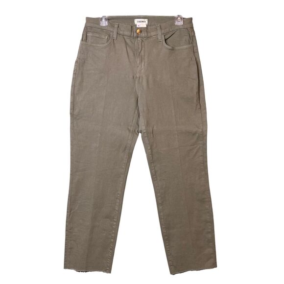 L'Agence Sada Jeans Womens 30 Green Basil Cropped High Rise Slim Raw Hem Pants - Picture 10 of 11